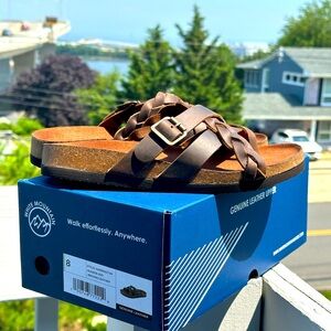 White Mountain Harrington Footbeds Leather Sandals, Sizes 8 & 9, Brown (NWT)